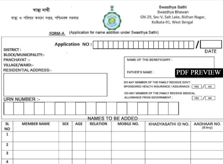 Swasthya Sathi Form PDF 2024 Download Forms A, B, C, D স্বাস্থ্য