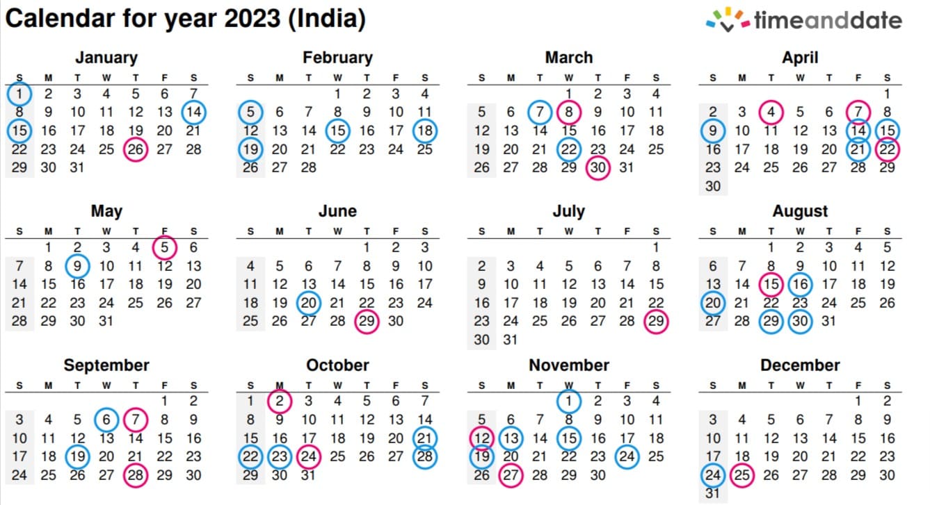 2023 Calendar With Festivals